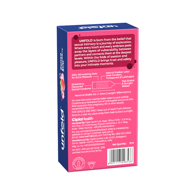 Image of UNFOLD Strawberry Dotted Condom