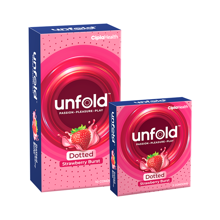 Image of UNFOLD Strawberry Dotted Condom