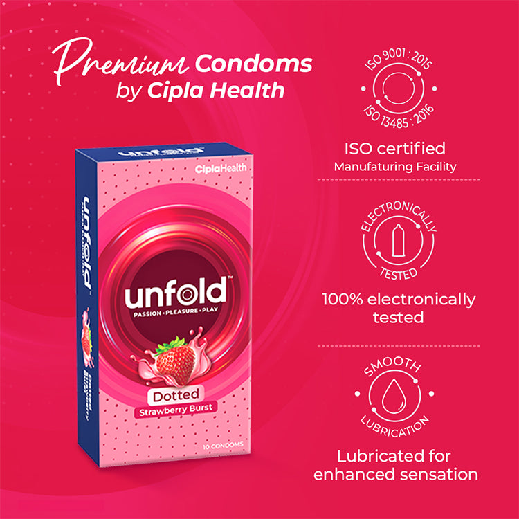 Image of UNFOLD Strawberry Dotted Condom