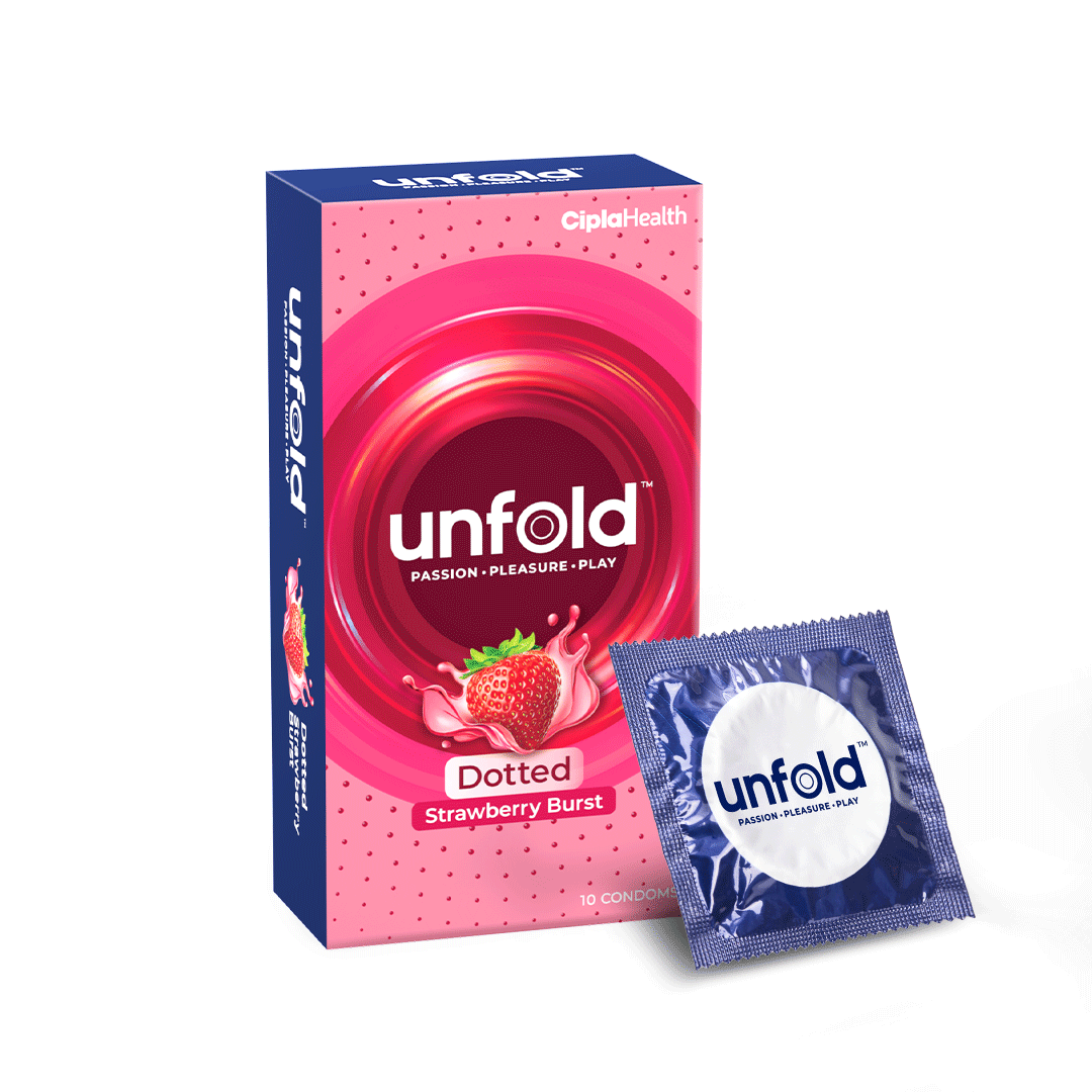 Image of UNFOLD Strawberry Dotted Condom