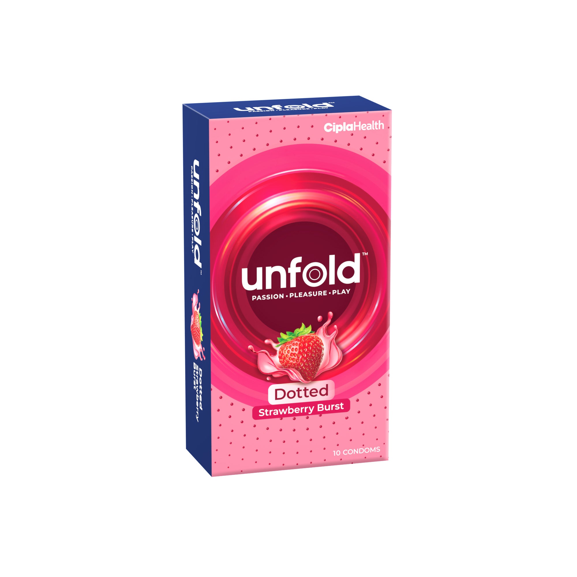 Image of UNFOLD Strawberry Dotted Condom
