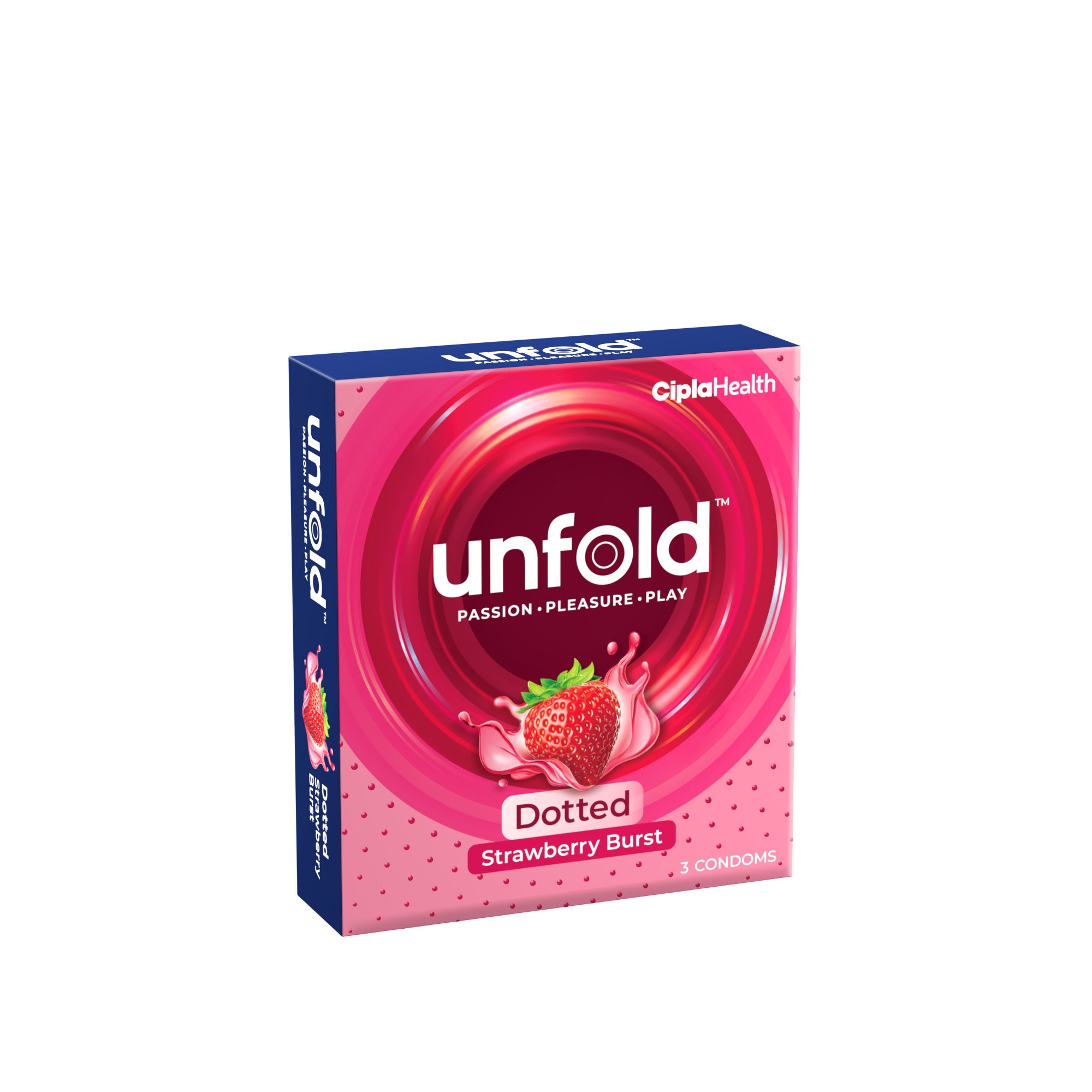 Image of UNFOLD Strawberry Dotted Condom